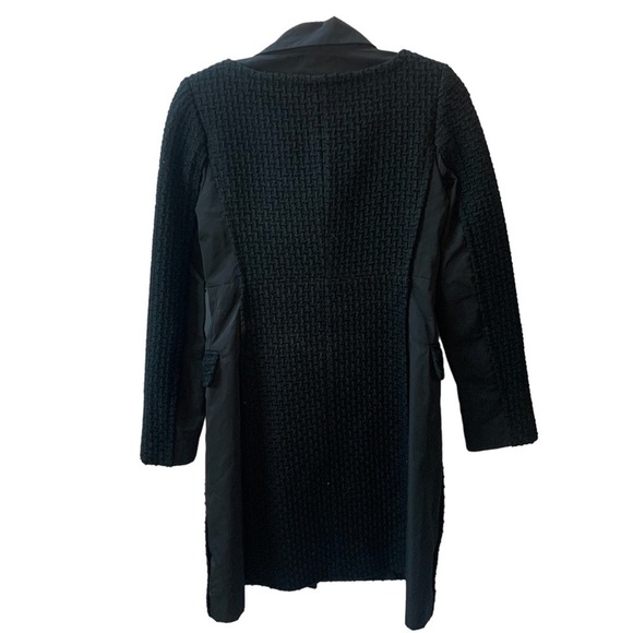 BCBGMAXAZRIA Wool Blend Black  Pea Coat Woven Fold Over High Neck XXS - Picture 2 of 10